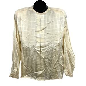VTG Long Sleeve‎ Silk Blouse Top Sz 8 Women's 80s Abstract